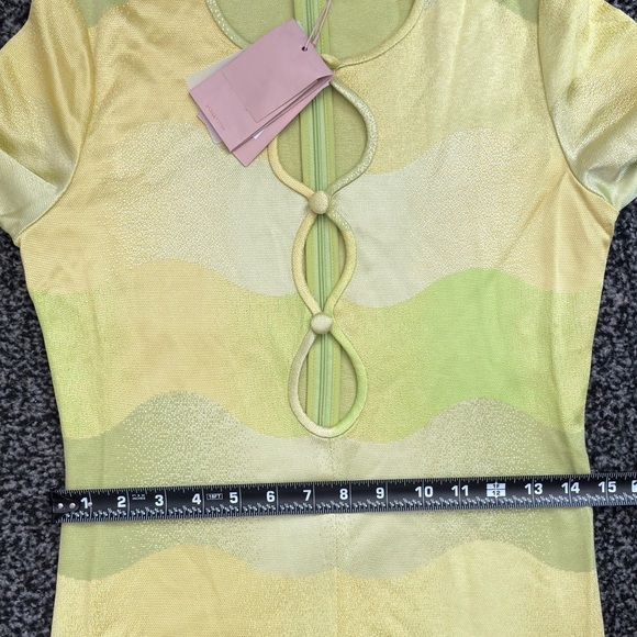 Alexis Serena Dress Lime Waves Cut out Maxi dress S XS jacquard long sleeve - Picture 7 of 14